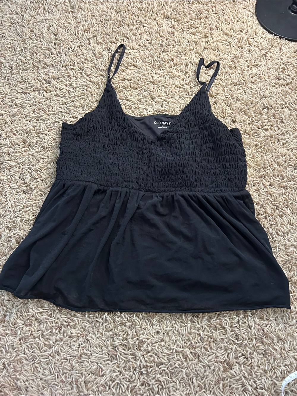 Old Navy Black Smocked Spaghetti Strap Cami